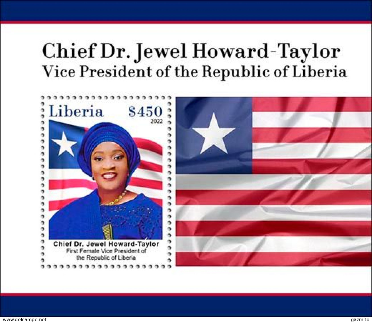 Liberia 2023, President Of The Republic Of Liberia, Chief Dr. Jewel Howard, Flags, BF - Liberia