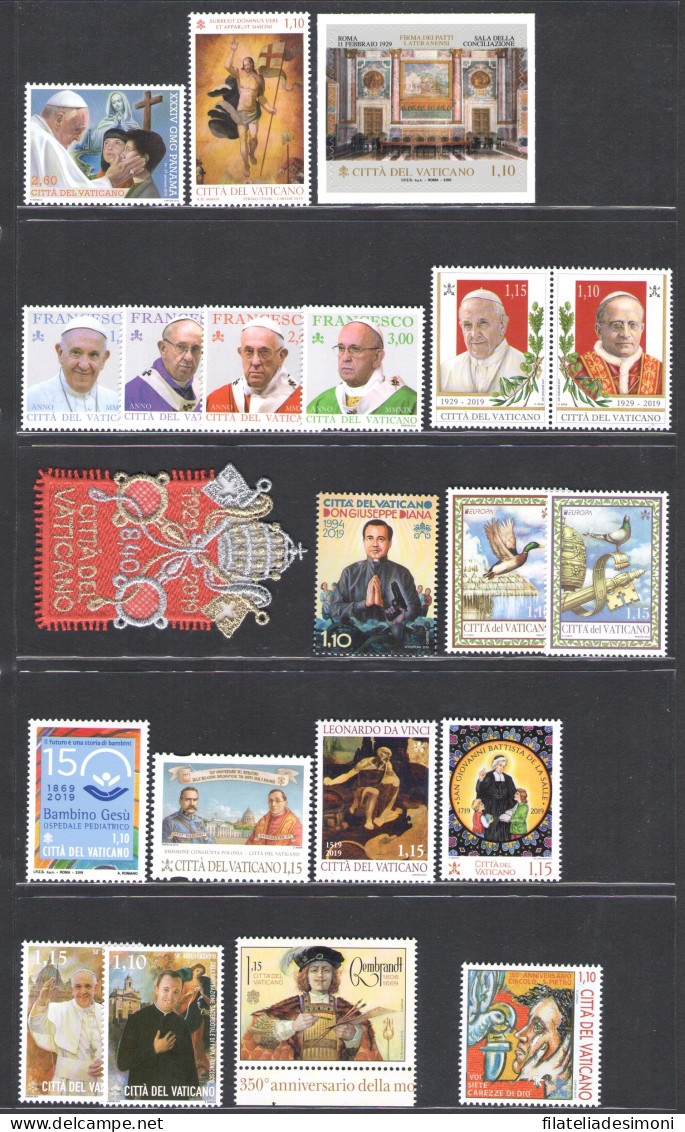 2019 Vaticano, Annata Completa 27 Valori + 6 Foglietti + 1 Libretto Santo Natale , Francobolli Nuovi E Perfetti - MNH ** - Full Years