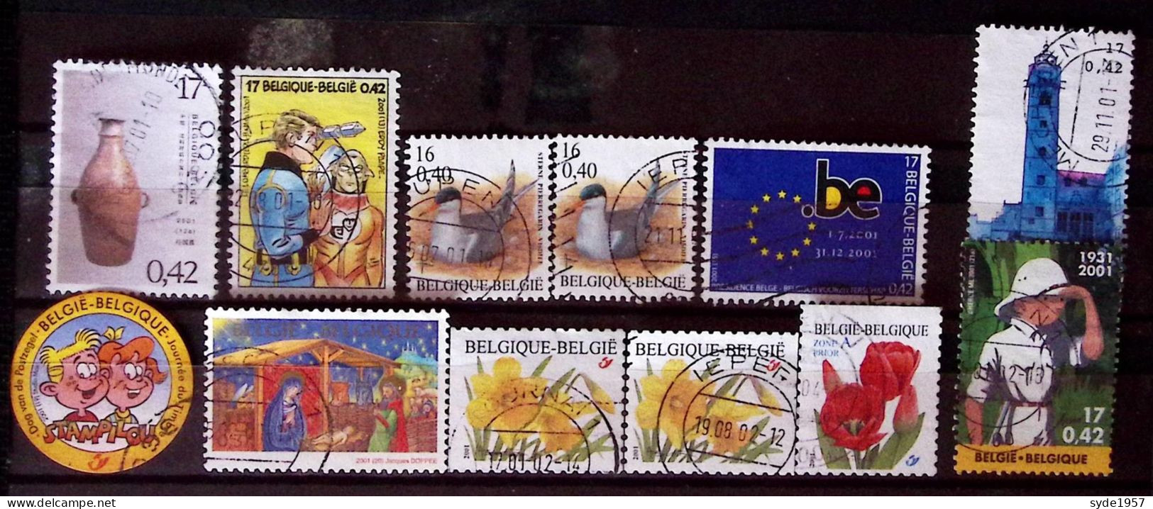 Belgique 2001 12 Timbres Oblitérés, Liste COB Ci-dessous - Used Stamps