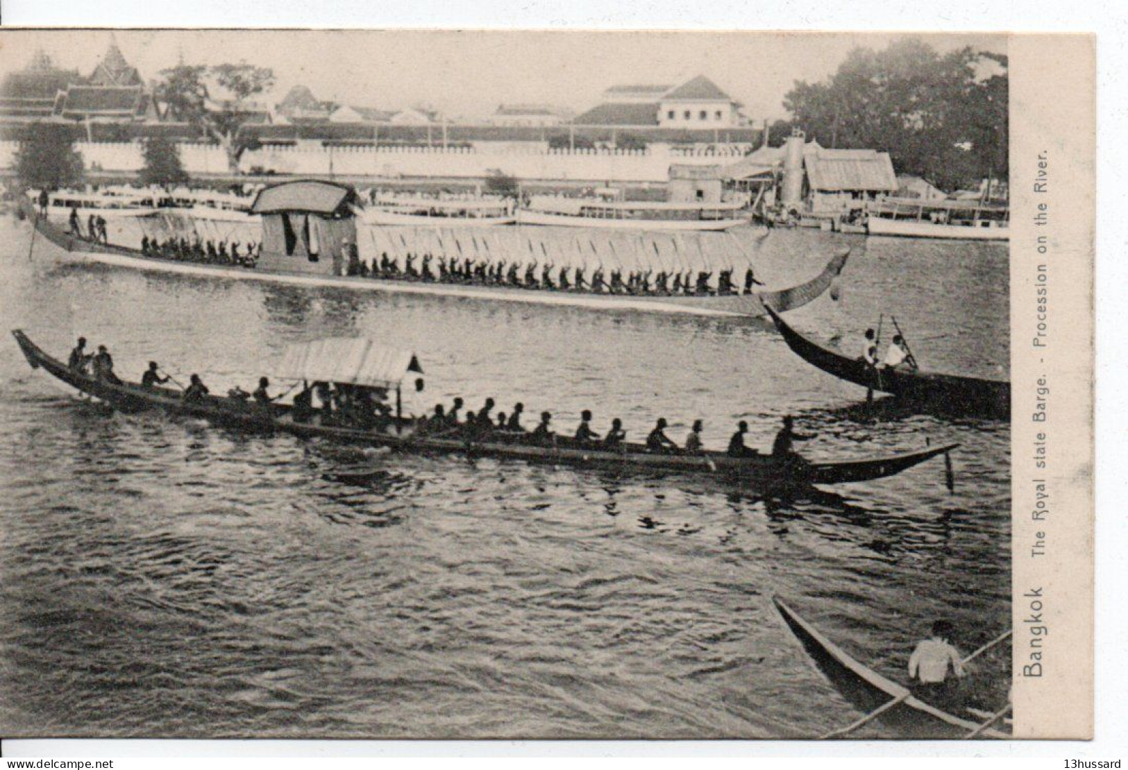 Carte Postale Ancienne Thaïlande - Bangkok. The Royal State Barge. Procession On The River - Bateaux - Thaïlande