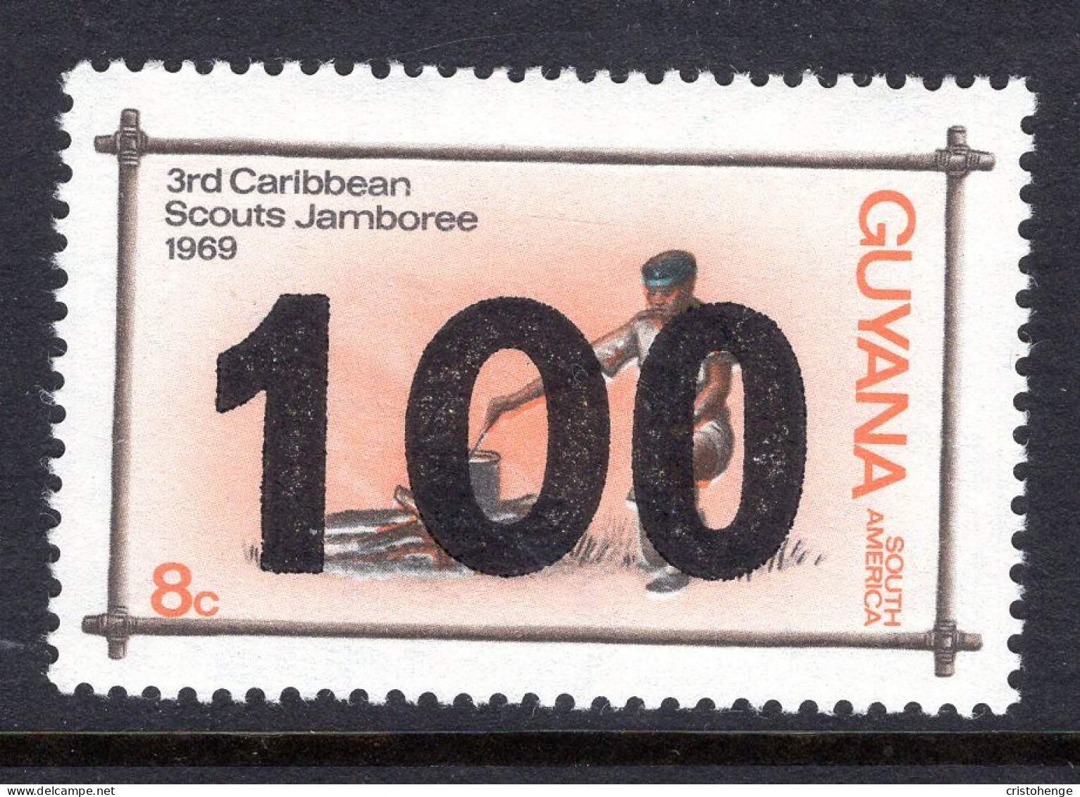 Guyana 1981 Surcharges - 100c On 8c Scout Jamboree HM (SG 828) - Guyana (1966-...)