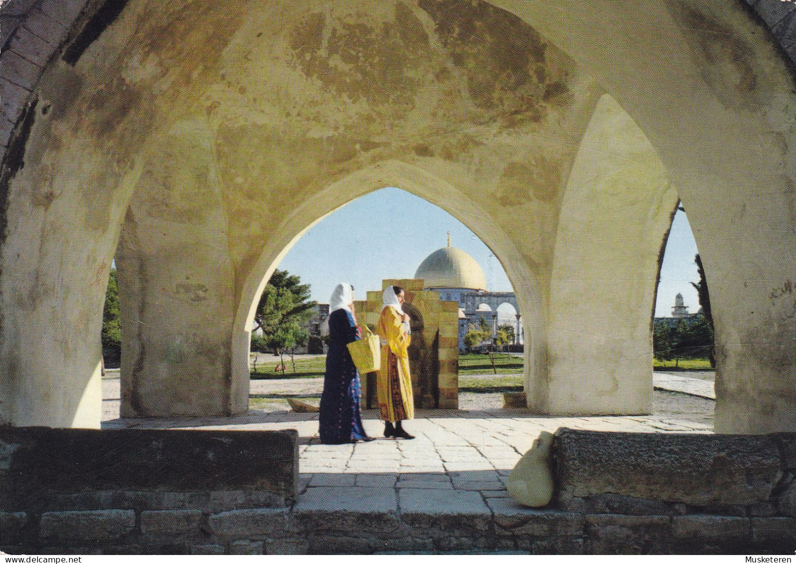 Israel PPC View Of The Dome Of The Rock - Jerusalem PAR AVION Label JERUSALEM 1968 HELLERUP Denmark (2 Scans) - Briefe U. Dokumente