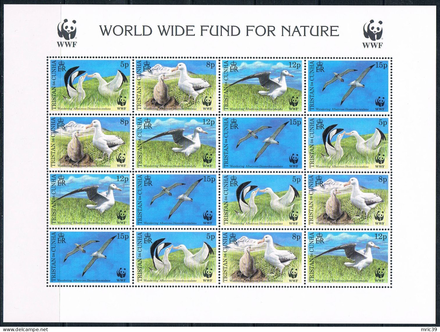Bloc Sheet Oiseaux Albatros Birds Albatross  Neuf  MNH ** Tristan Da Cunha 1999 WWF - Albatro & Uccelli Marini