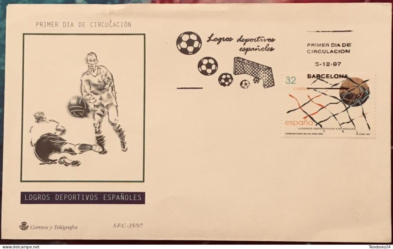 FDC  1997.-  Logros Deportivos Españoles. Gol De Zarra. - FDC