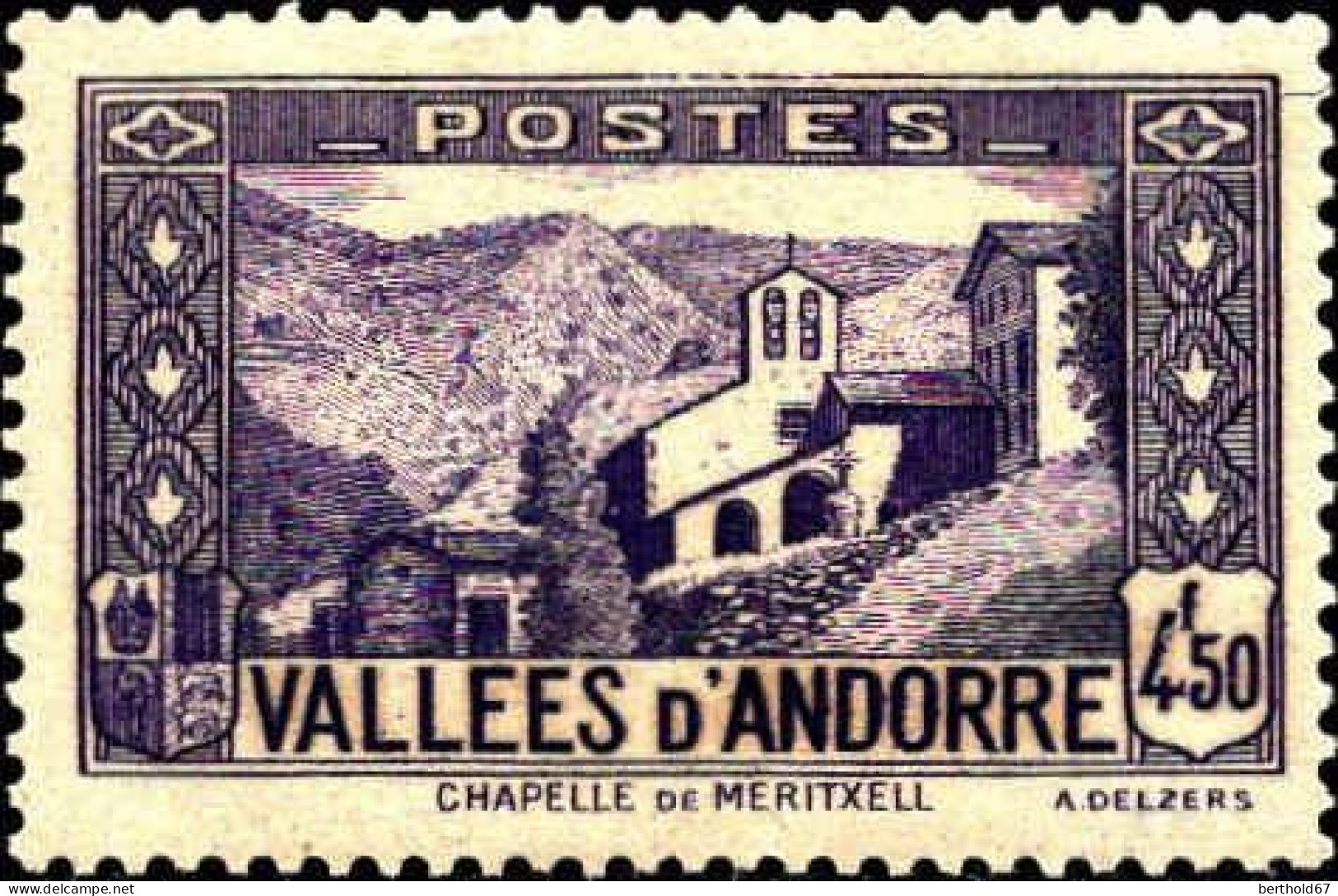 Andorre (F) Poste N** Yv: 90 Mi:92 Chapelle De Meritxell (Petit Def) Tâche Au Dos - Ungebraucht