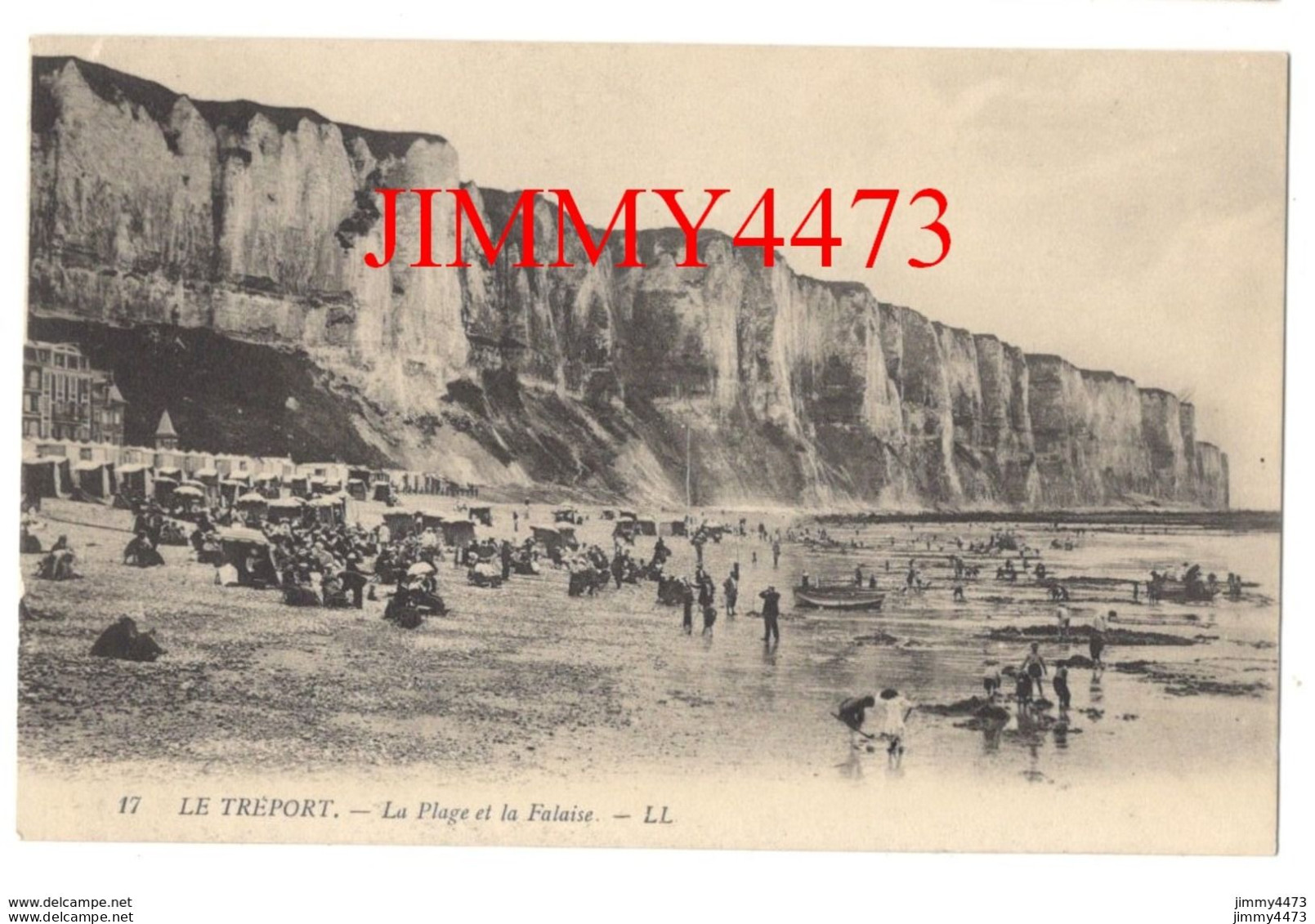 CPA - LE TREPORT - La Plage Et La Falaise ( Plage Bien Animée )  N° 17 - L L - Le Treport