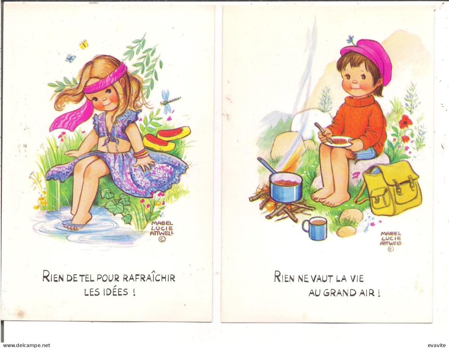 Lot De 2 CP  Illustration Mabel Lucie Attweill     Enfants - Other & Unclassified