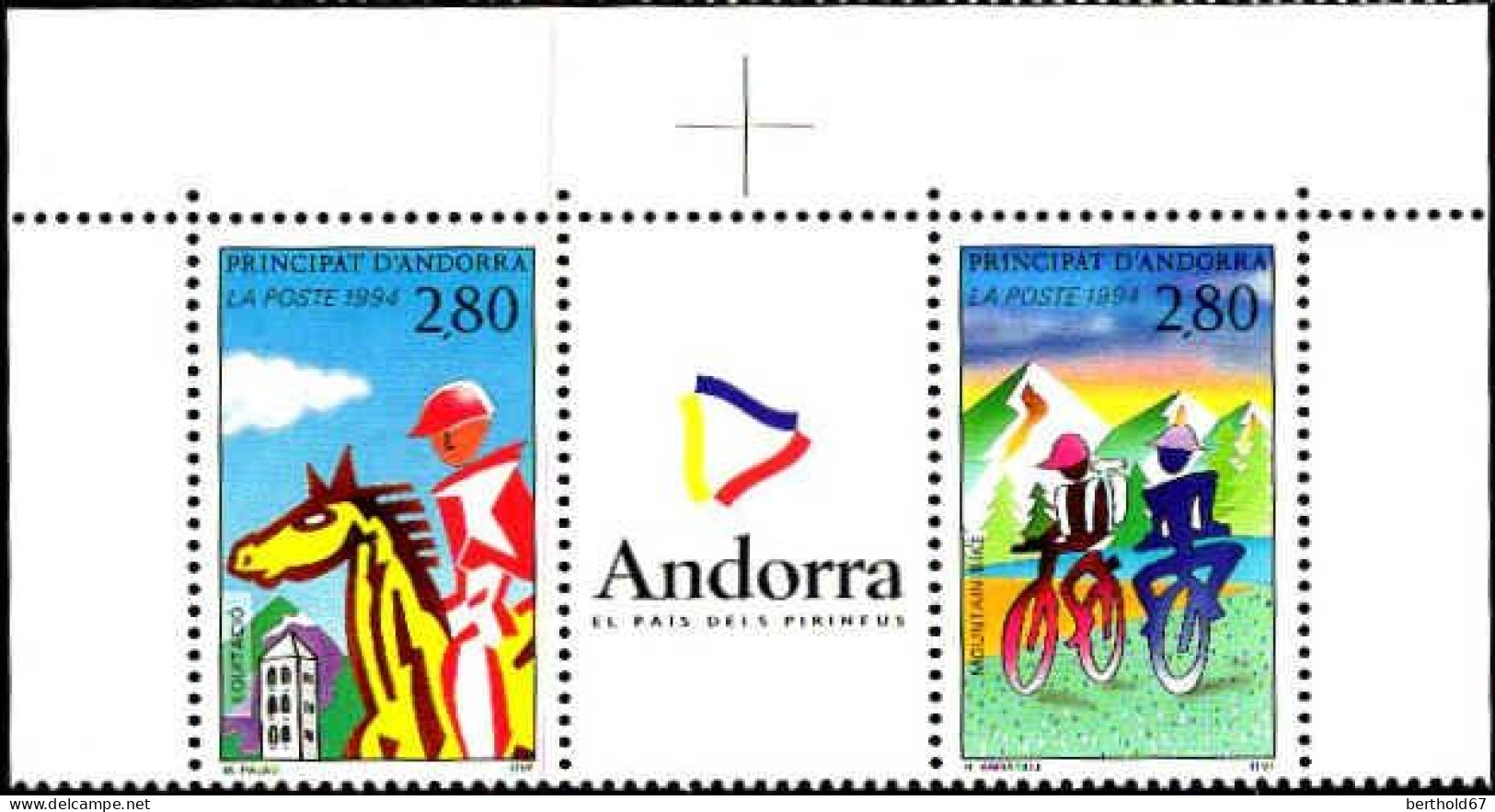 Andorre (F) Poste N** Yv:450A/450B Tourisme & Sport En Andorre Bord De Feuille - Ungebraucht