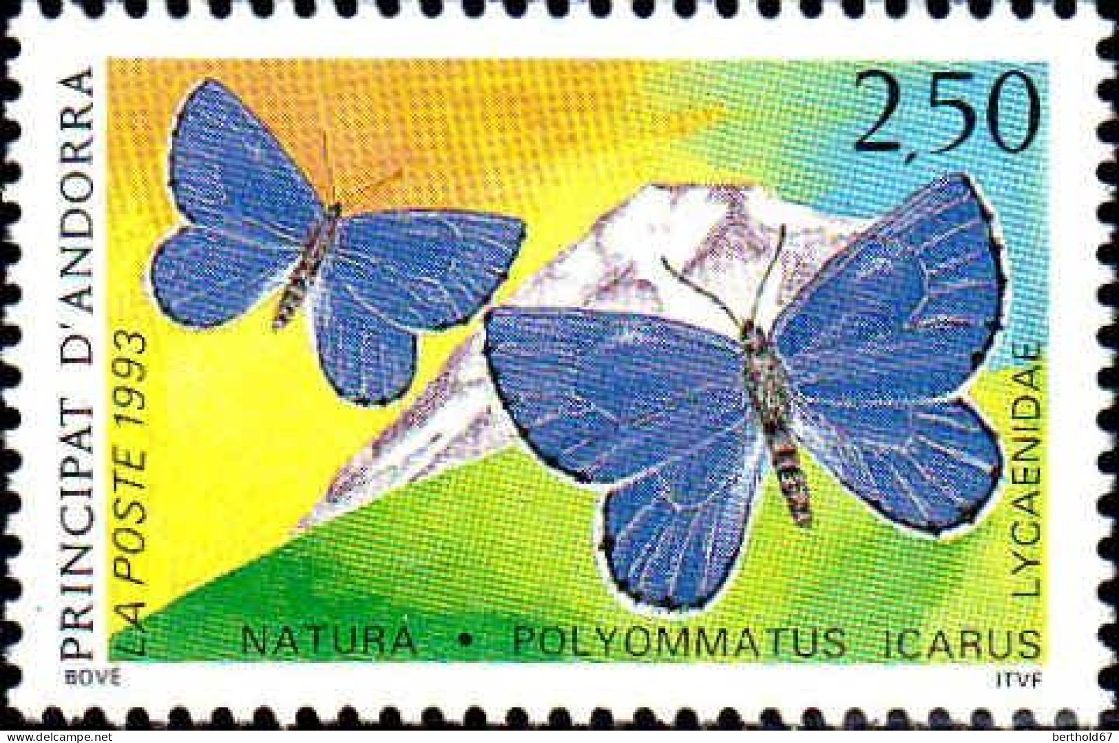 Andorre (F) Poste N** Yv:432 Mi:453 Natura Polyommatus Icarus Lycaenidae - Ungebraucht
