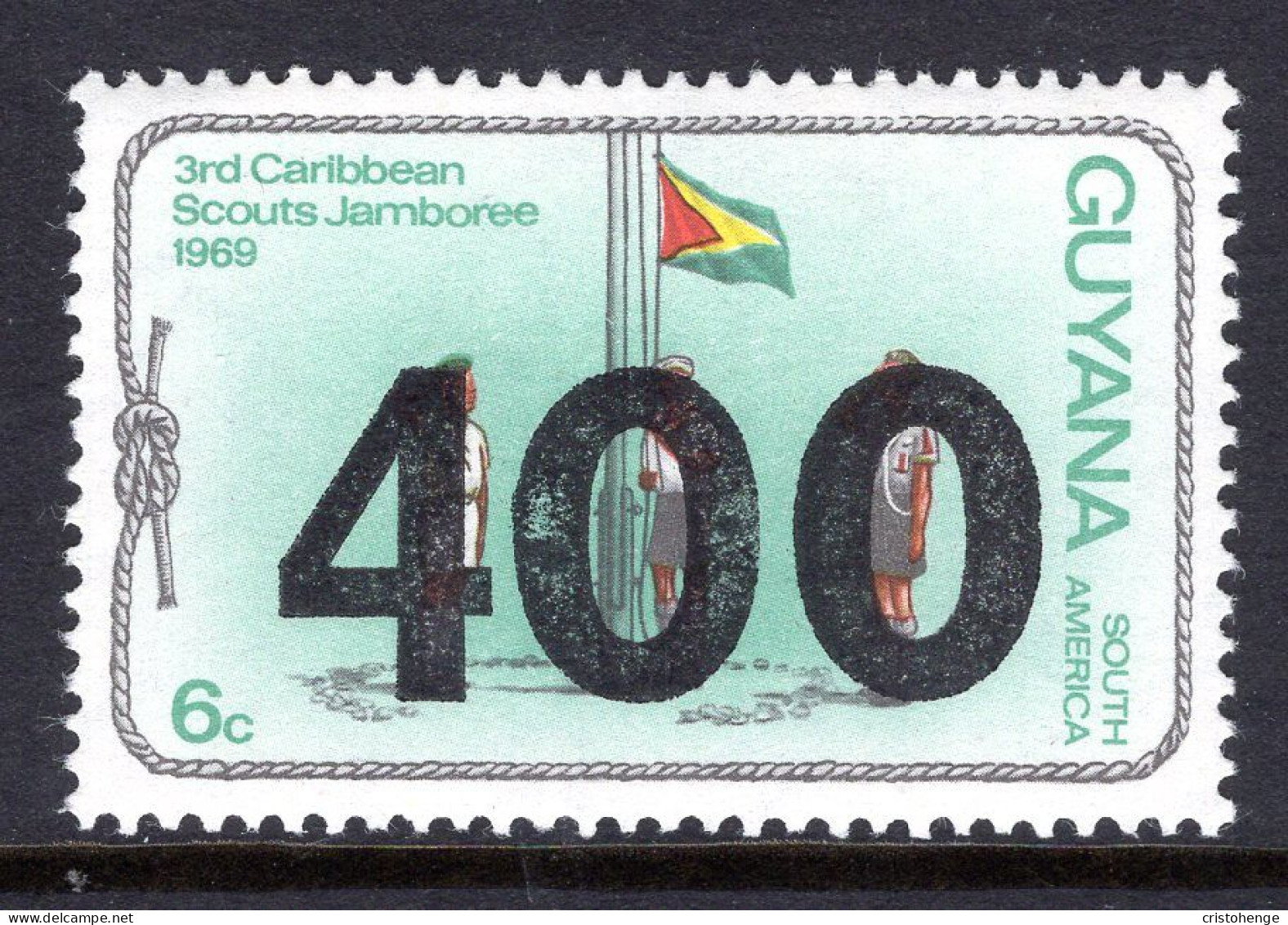 Guyana 1981 Surcharges - 400c On 6c Scout Jamboree HM (SG 836) - Guyana (1966-...)