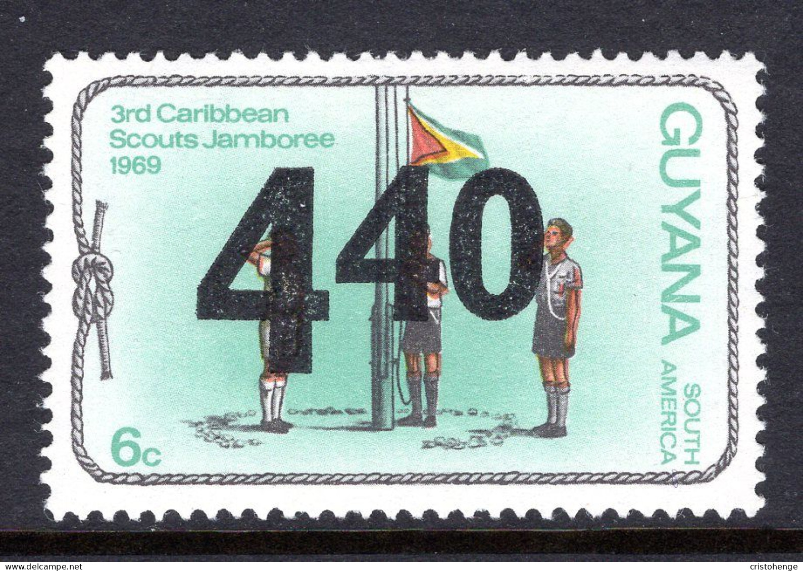 Guyana 1981 Surcharges - 440c On 6c Scout Jamboree - Small O/P - HM (SG 837a) - Guyane (1966-...)