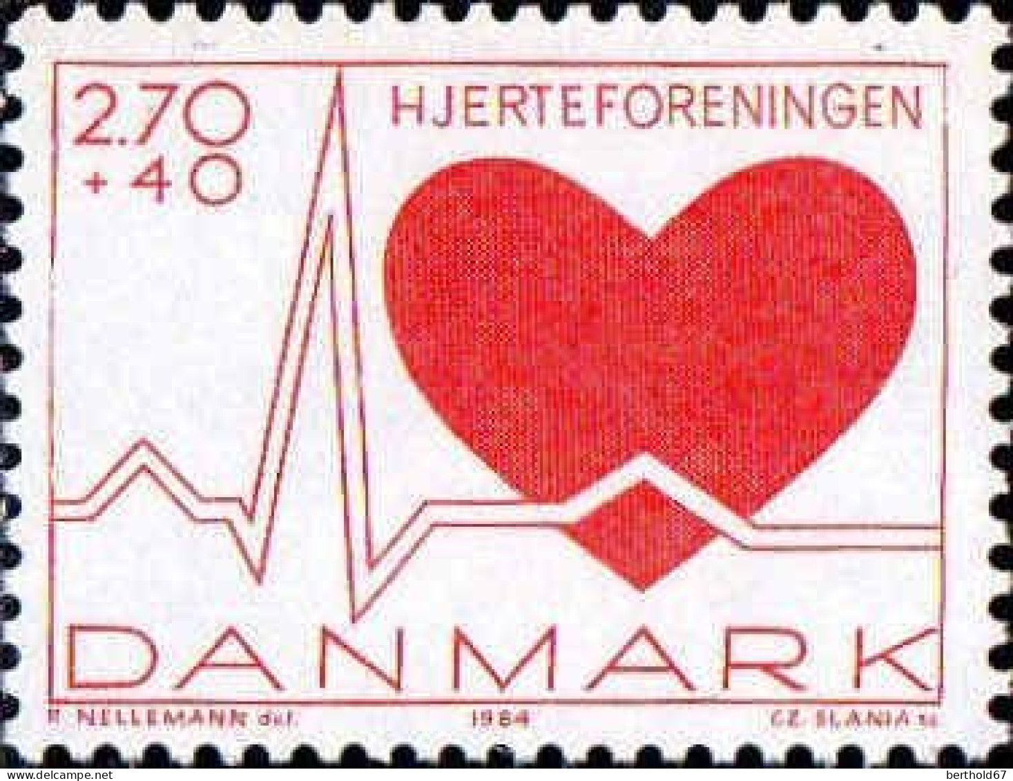 Danemark Poste N** Yv: 814 Mi:811 Fondation Pour Le Cœur - Neufs
