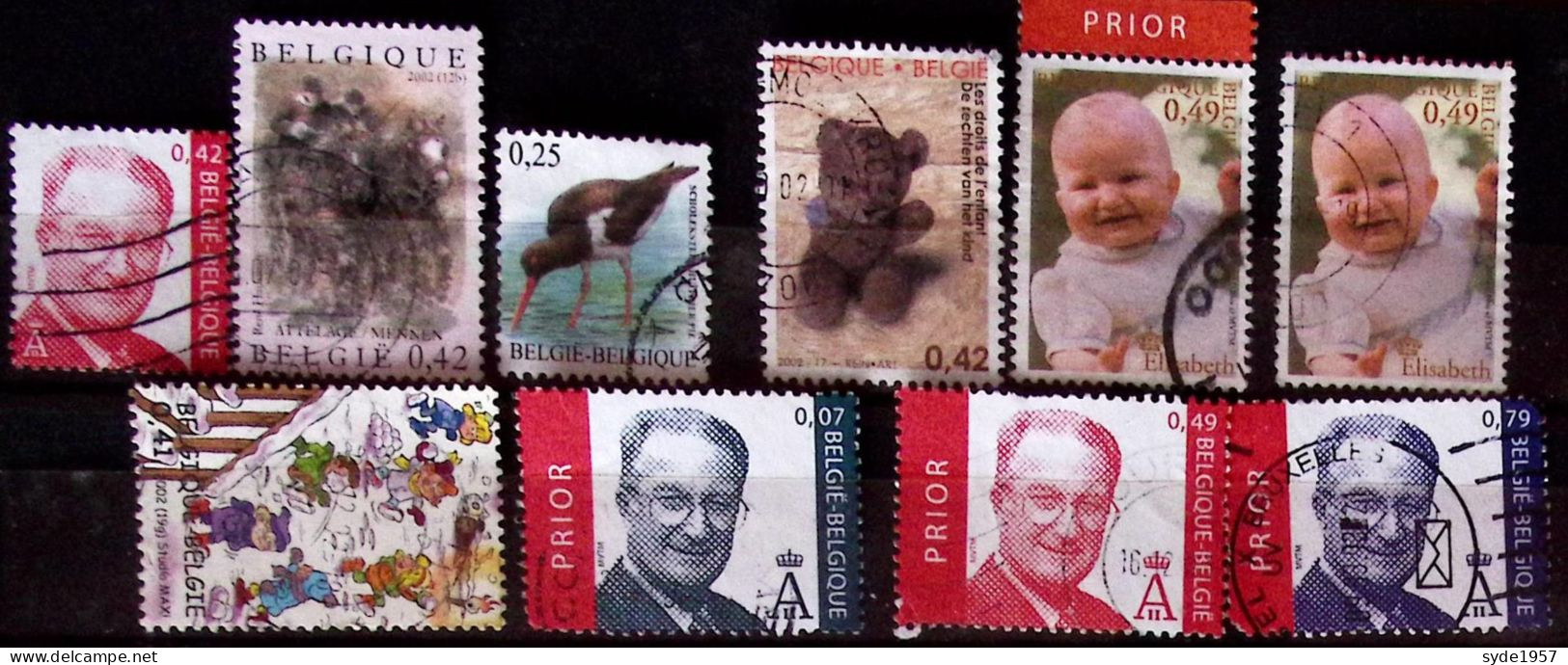 Belgique 2002 10 Timbres Oblitérés, Liste COB Ci-dessous - Used Stamps