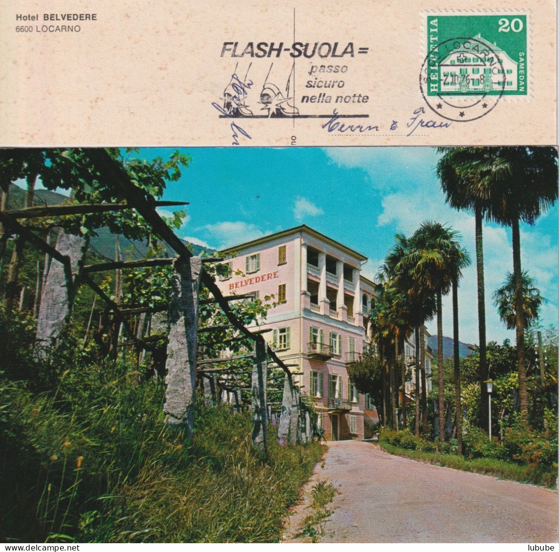 Locarno - Hotel Belvedere  (Flagge: "Flash Suola")        1976 - Locarno