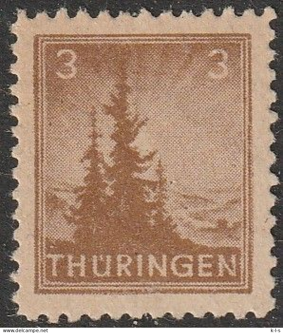 Alli.Besetzung > SBZ- 1945, Mi. Nr. 92 A Ya, Freimarke: 3 Pfg. Tannen Im Thüringer Wald  **/MNH - Neufs