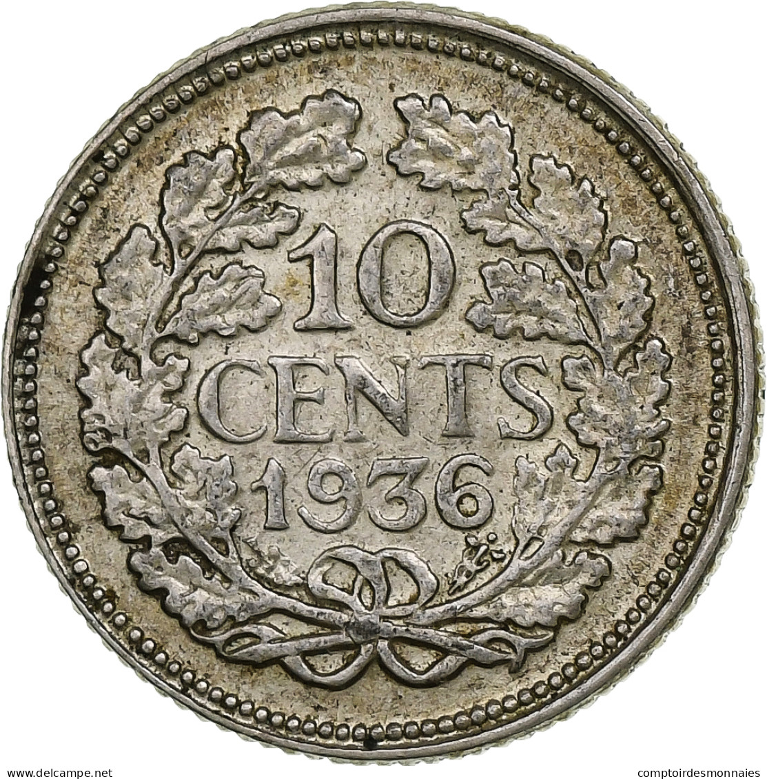 Pays-Bas, Wilhelmina I, 10 Cents, 1936, Utrecht, Argent, TTB, KM:163 - 10 Cent