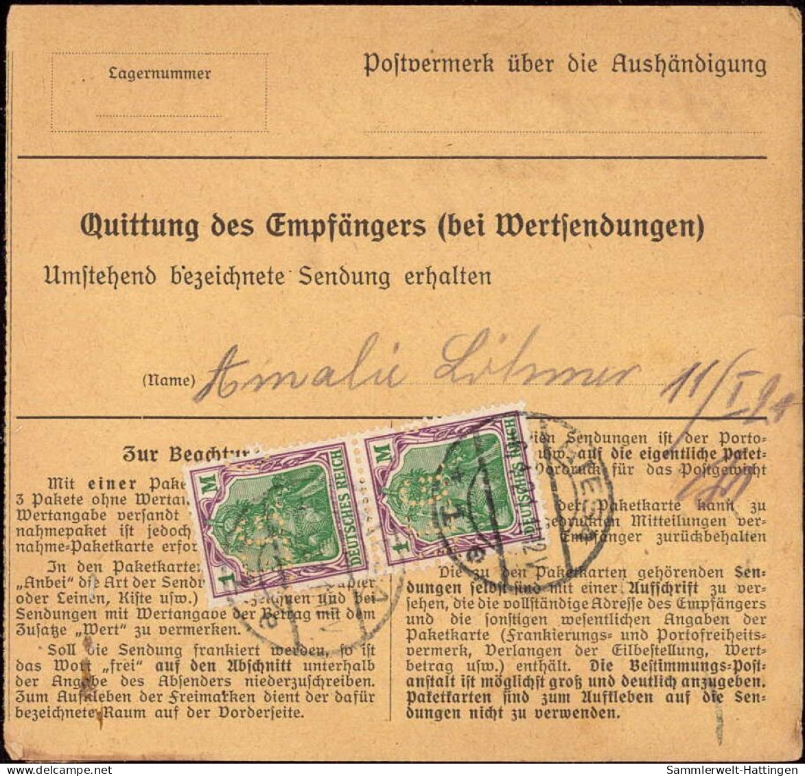 604018 | Firmenlochung Perfin Auf Paketkarte, Nr. Zettel Mit Eindruck GEG, Konsum. Gröba  | Riesa 1 (O - 8400), -, - - Lettres & Documents