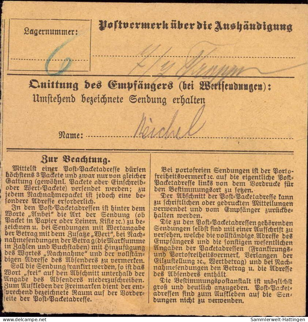 604022 | Paketkarte Gebühr Bezahlt, Nr. Zettel Mit Eindruck Der Firma Louis Kahn, Judaica | Bamberg (W 8600) - Lettres & Documents