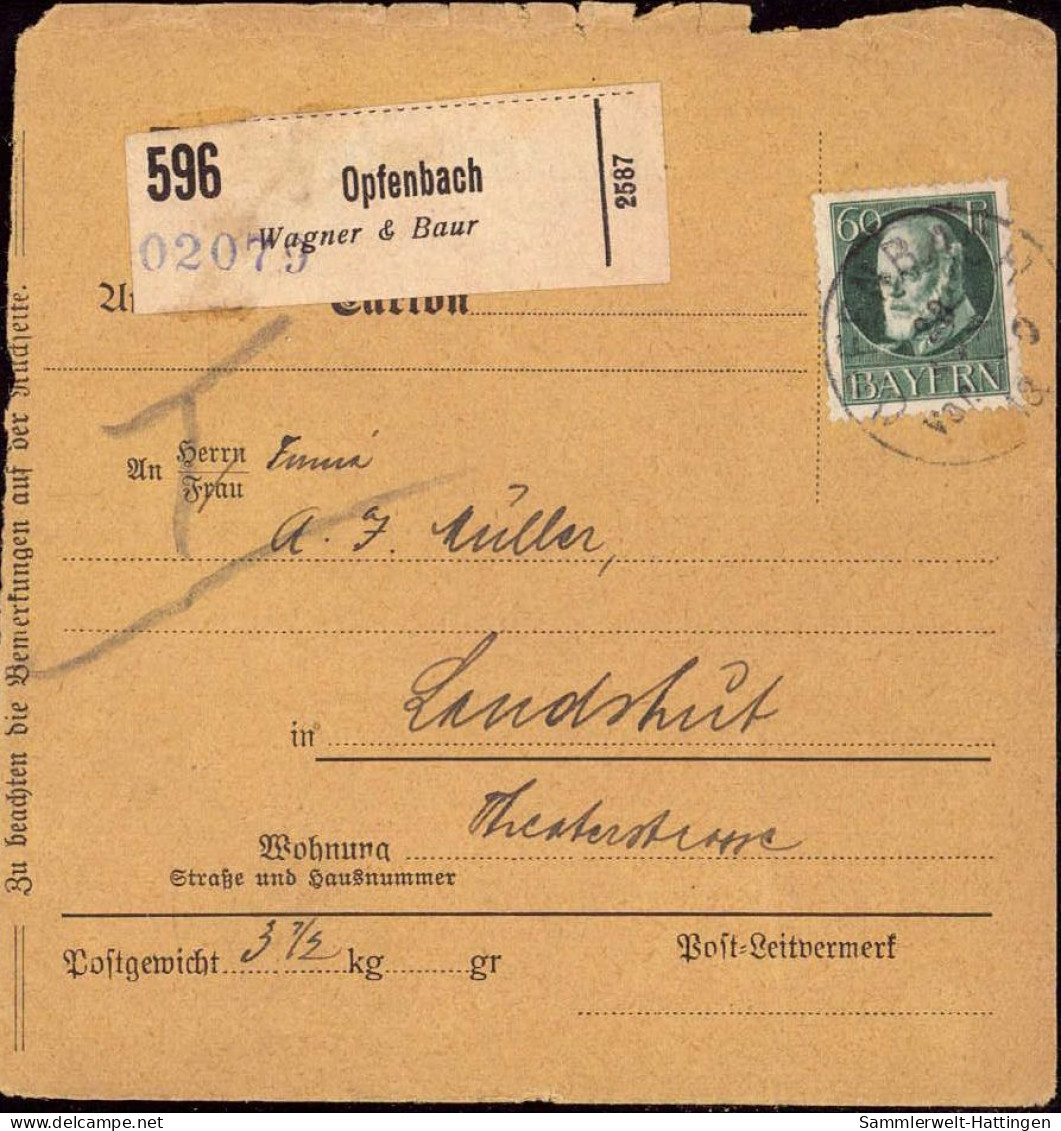 604026 | Paketkarte, Nr. Zettel Mit Eindruck Der Firma Wagner & Baur | Opfenbach (W 8996) - Lettres & Documents