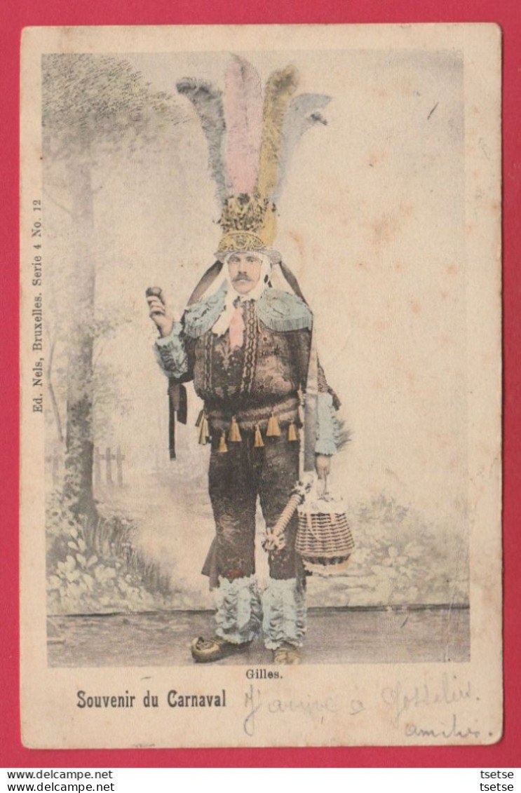 Binche- Souvenir Du Carnaval ... Gille Antique Colorisé  - 1903  ( Voir Verso  ) - Binche