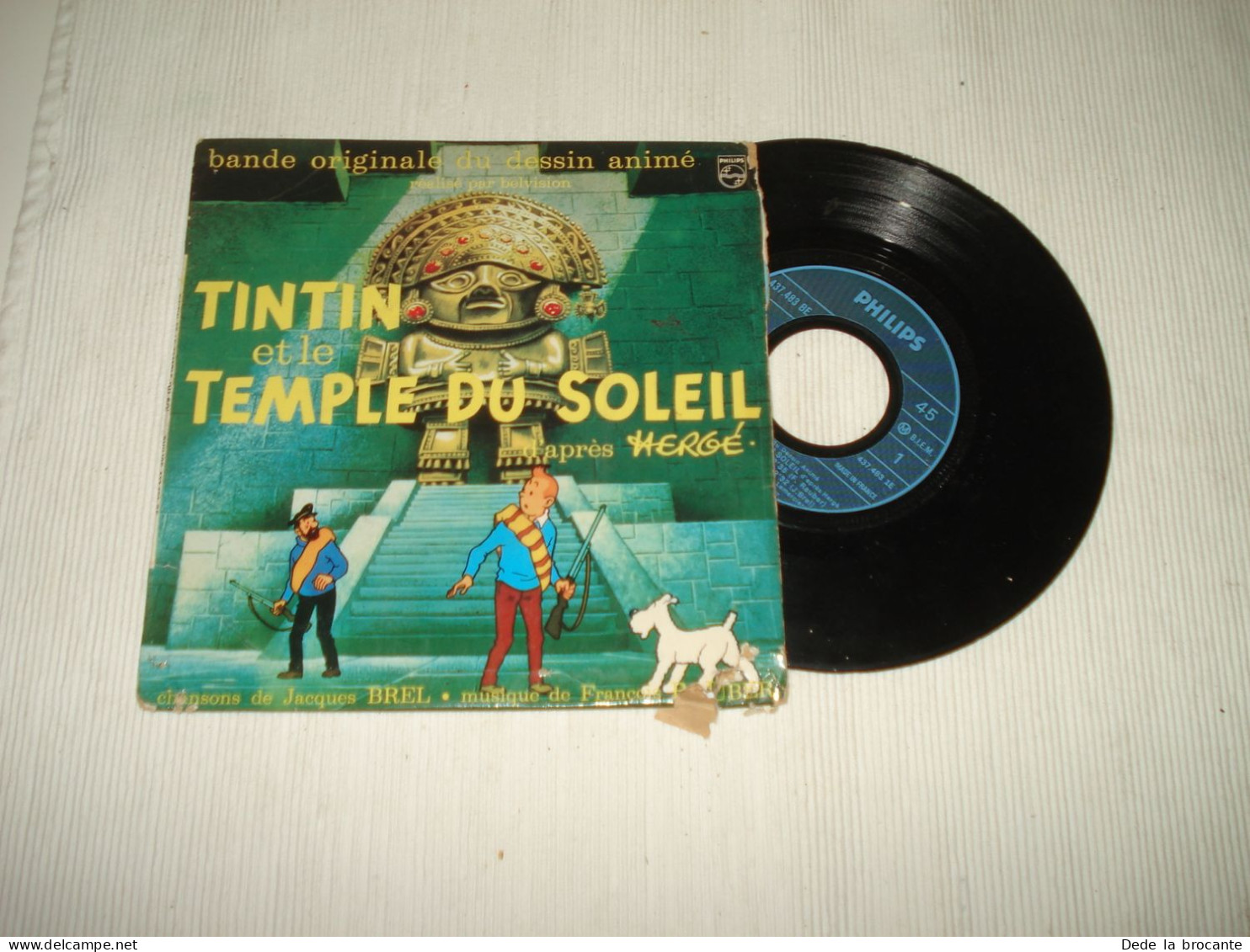 B14 / BO Film -Tintin  Temple Du Soleil - 7" EP - 437.483 BE  - Fr 1969  VG-/G - Ediciones De Colección