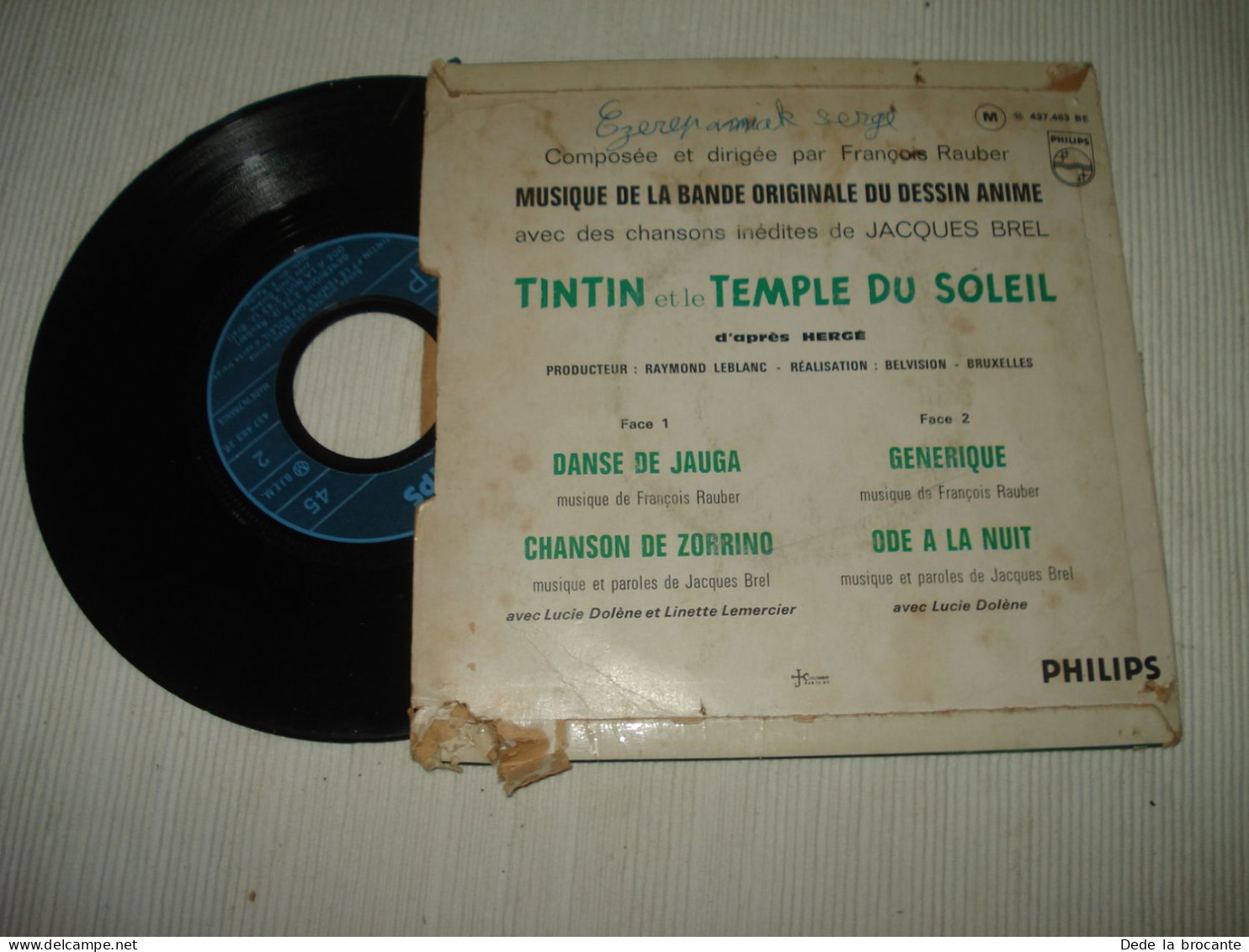 B14 / BO Film -Tintin  Temple Du Soleil - 7" EP - 437.483 BE  - Fr 1969  VG-/G - Collector's Editions