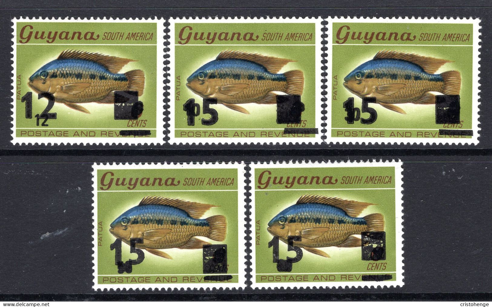 Guyana 1981 Fish Surcharge Set HM (SG 847-851) - Guyana (1966-...)