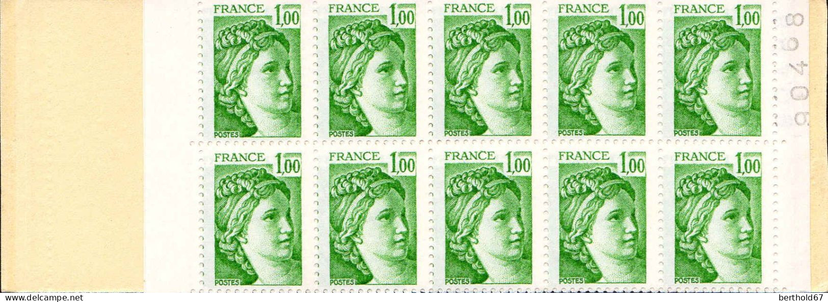 France Carnet N** Yv:1973-C1 Code Postal 20x1,00F Sabine Verte Ouvert Conf.8 N°90468 - Otros & Sin Clasificación