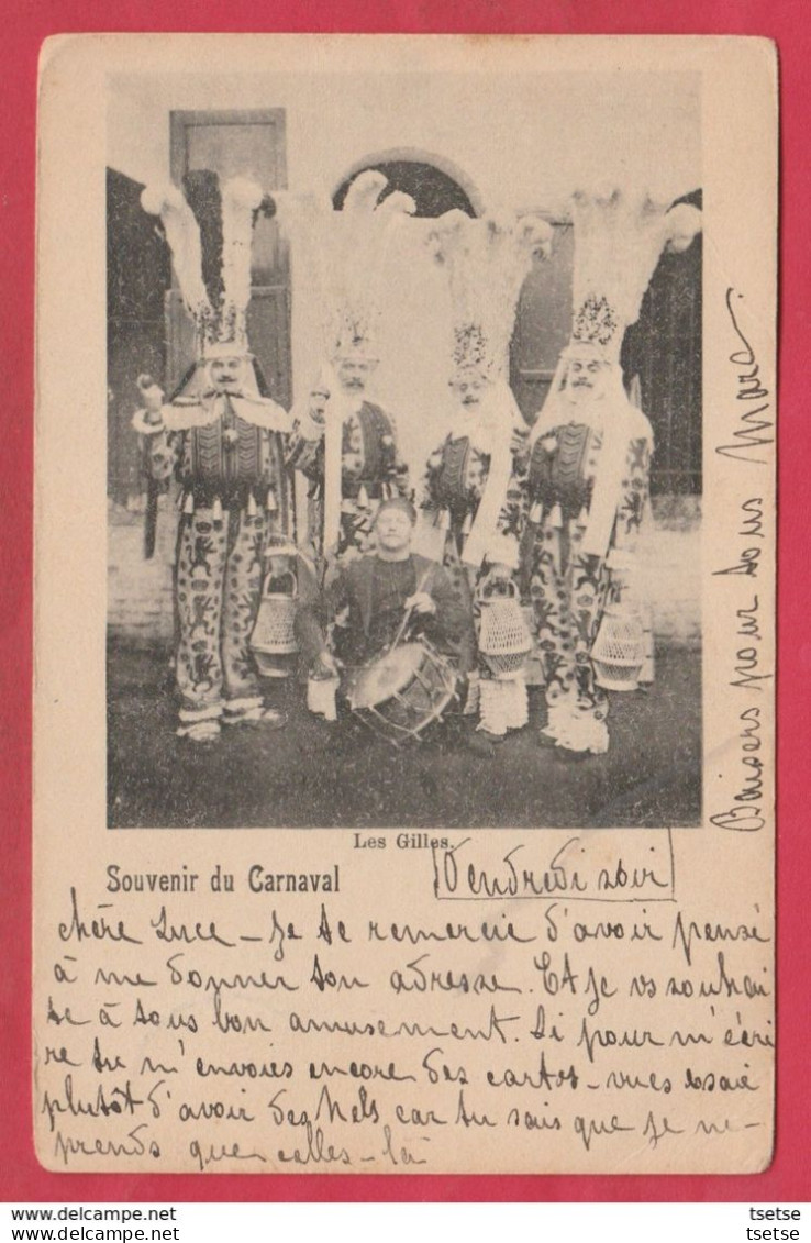 Binche Où Environs ( Non Situé )... Souvenir Du Carnaval - Groupe De Gilles Antiques Et Tambour - 1902 ( Voir Verso ) - Binche