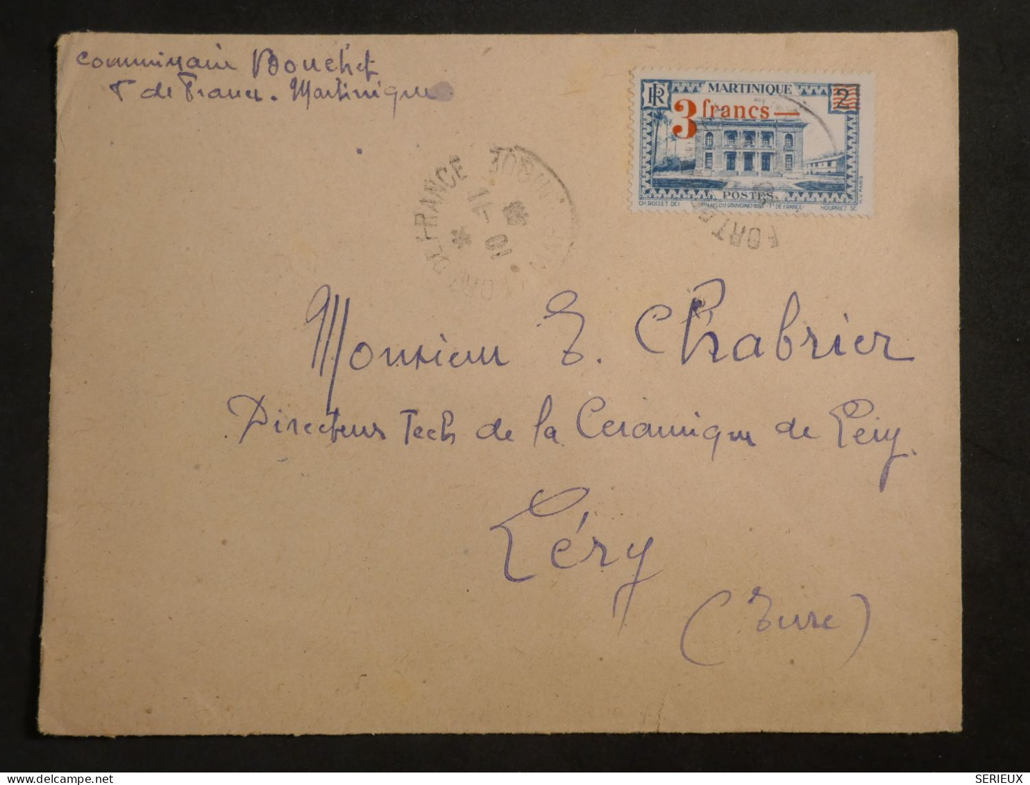 DM1 MARTINIQUE   BELLE  LETTRE  . 1951 FORT DE FRANCE  A  LERY FRANCE +AFF.   INTERESSANT+ + - Brieven En Documenten