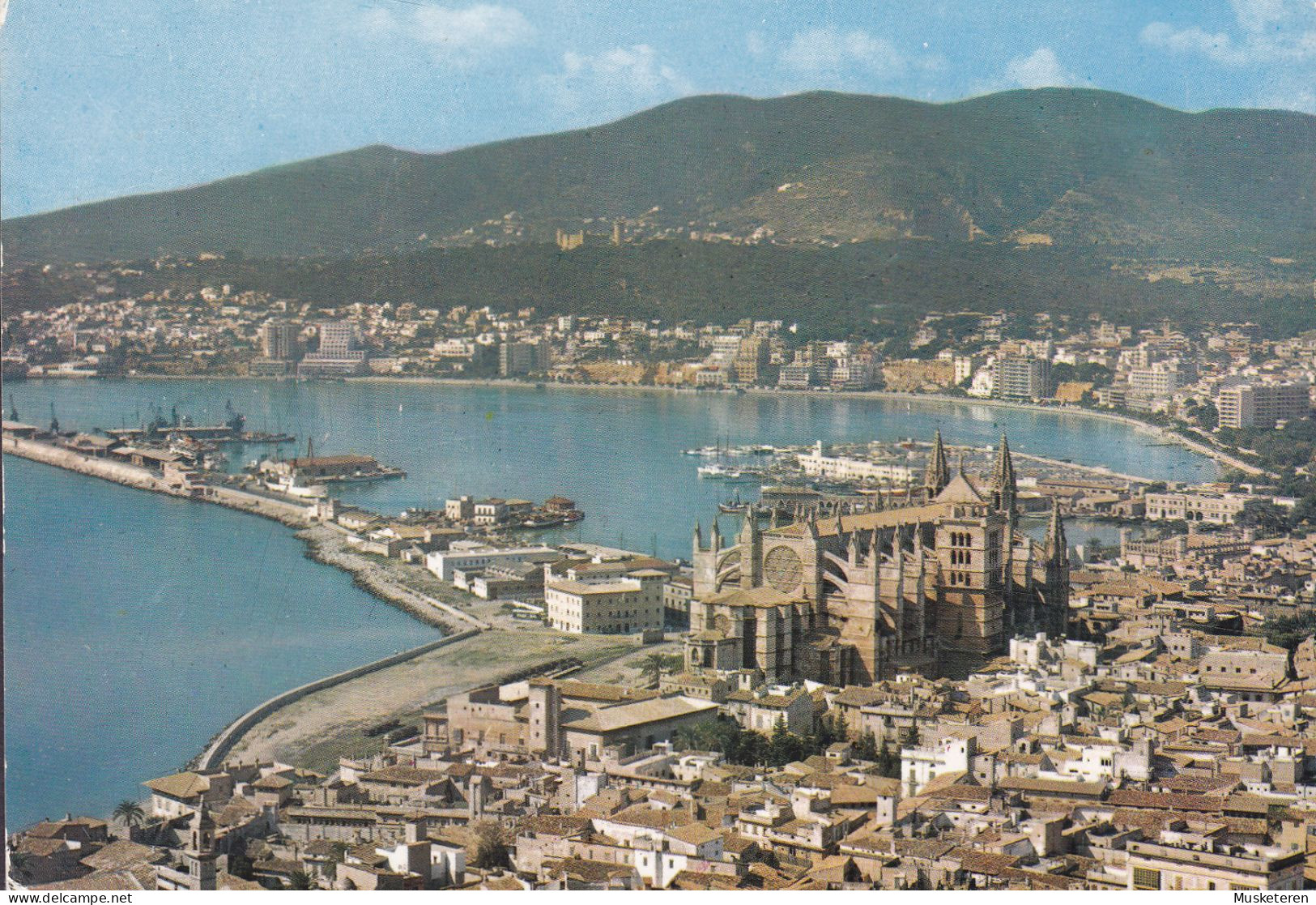 Spain PPC Mallorca (Baleares) Palma Vista Aérea De La Catedral El Puerto Aerial View 1965 To Denmark (2 Scans) - Mallorca