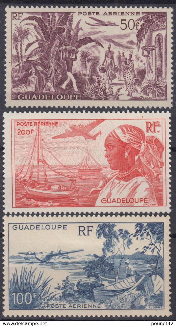 TIMBRE GUADELOUPE POSTE AERIENNE N° 13/15 NEUFS * GOMME TRACE DE CHARNIERE - Poste Aérienne