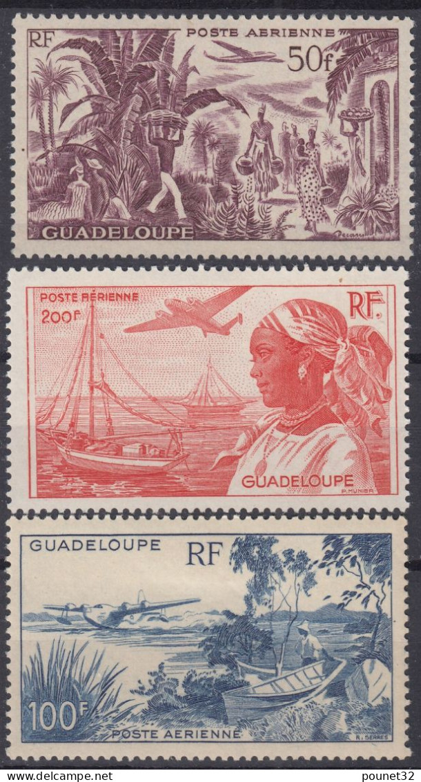 TIMBRE GUADELOUPE POSTE AERIENNE N° 13/15 NEUFS * GOMME TRACE DE CHARNIERE - Airmail