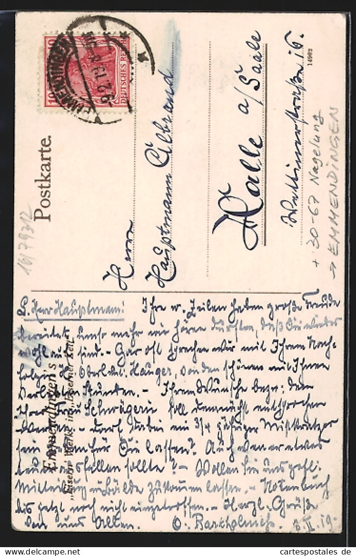 AK Emmendingen, Ich Wehre Mich, Adler Mit Wappenschild, Nagelung  - War 1914-18