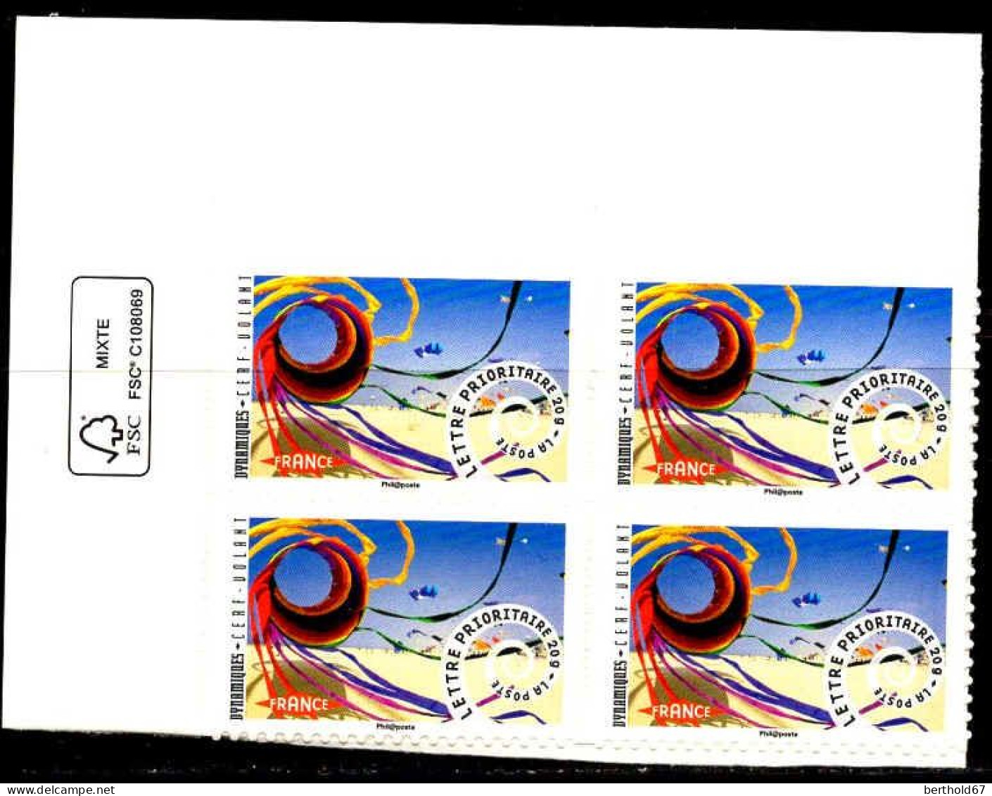 France Poste AA N** Yv: 933A Mi:5754II Dynamiques-Cerf Volant Coin D.feuille X4 - Ungebraucht
