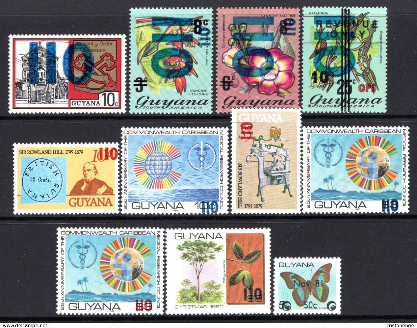 Guyana 1981 Surcharge Set HM (SG 867-876) - Guyane (1966-...)