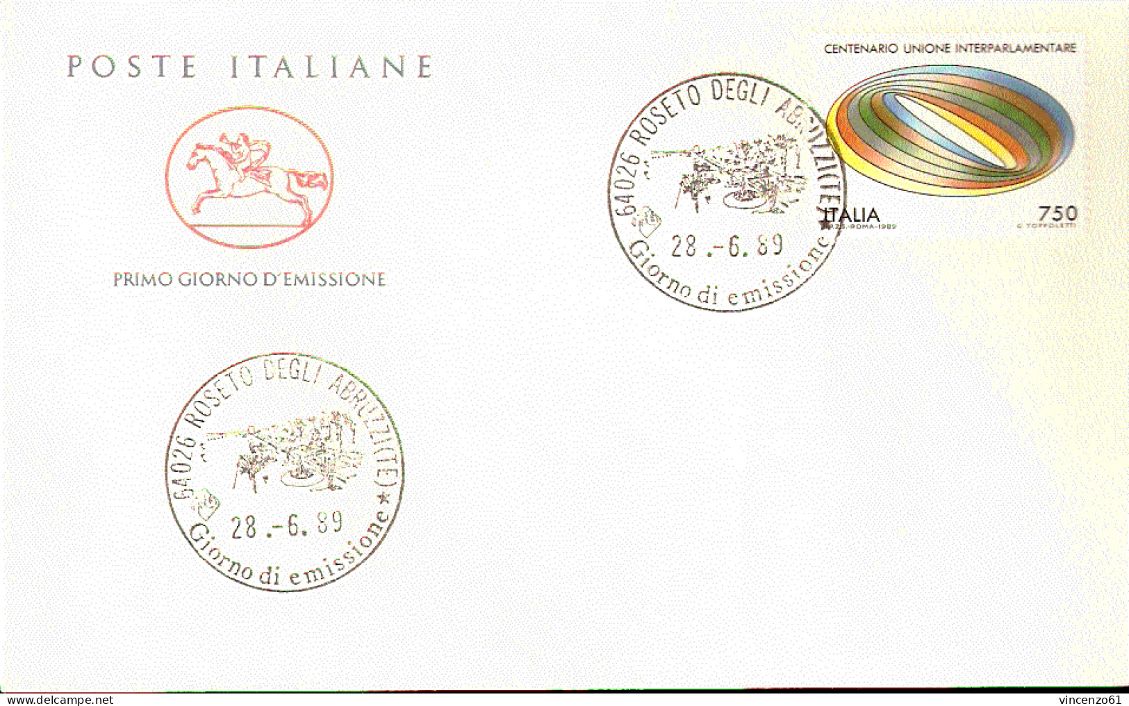 1989 BUSTA CON ANNULLO FDC Centenario Unione Interparlamentare. - Autres & Non Classés