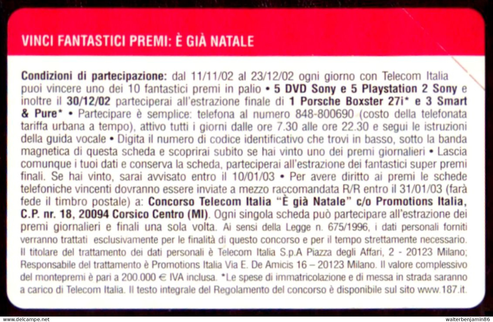 G 1602 104 C&C 3712 SCHEDA TELEFONICA NUOVA MAGNETIZZATA CHIAMA E VINCI E' NATALE - Publiques Spéciales Ou Commémoratives