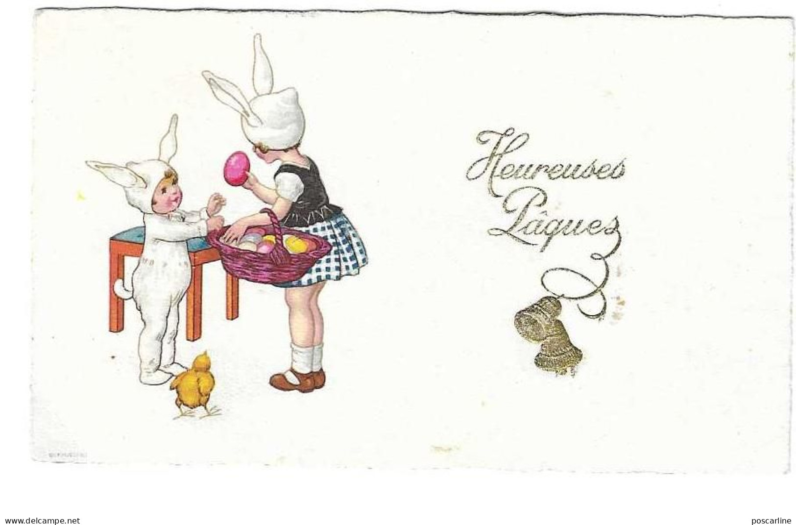 Heureuses Pâques, Mignonnette , Enfants - Lapins, à Voir ! 1945 - Easter