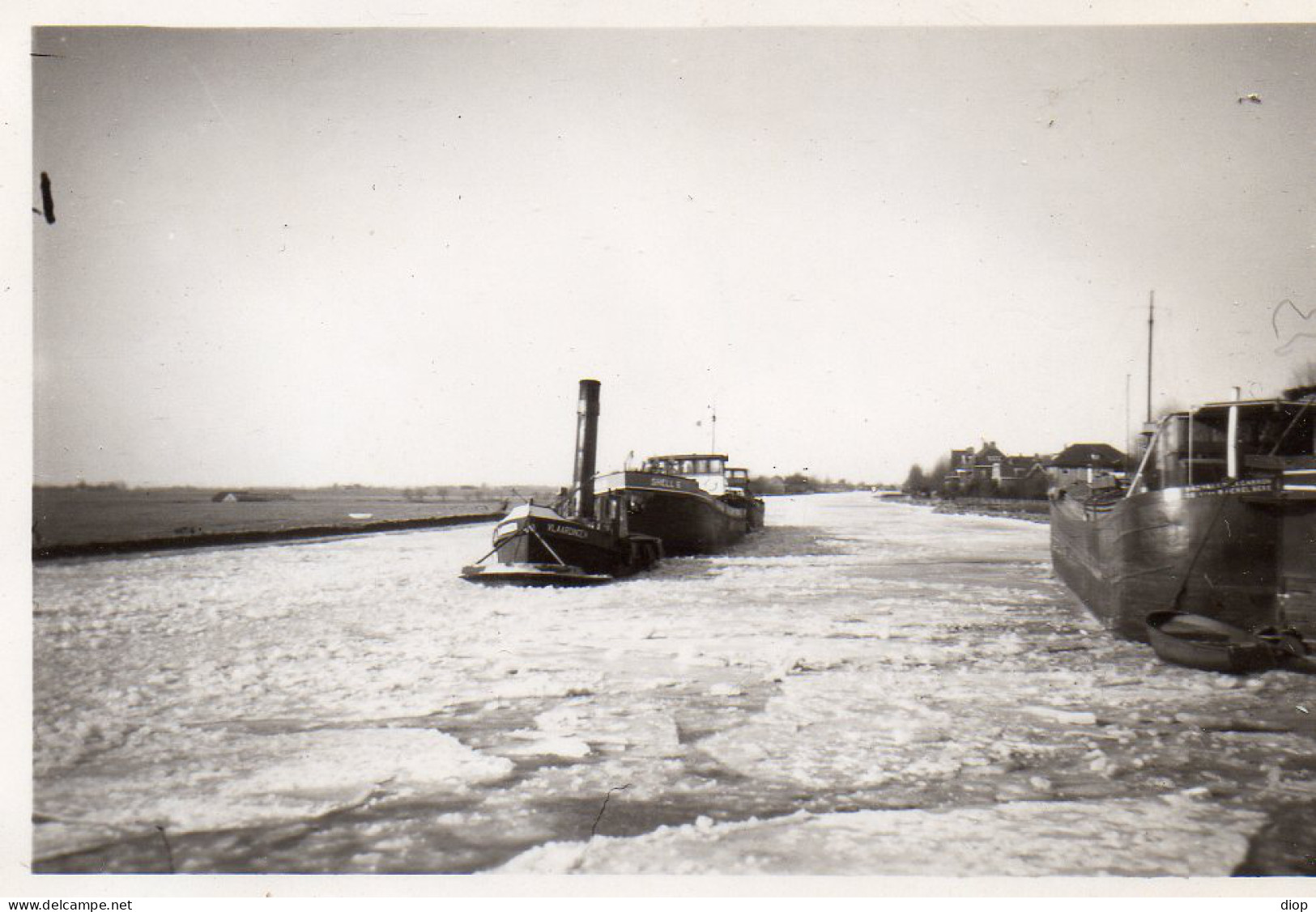 Photographie Photo Vintage Snapshot Batellerie P&eacute;niche Batelier Bateau - Barcos