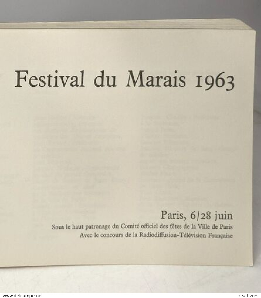 Festival Du Marais 1963 Du 6 Juin Au 28 Juin 1963 - Art