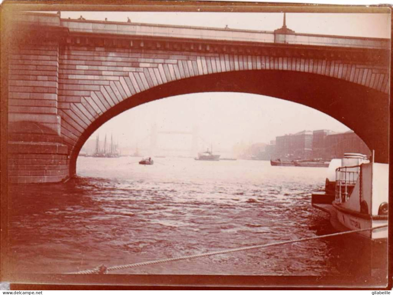 Old Photo From1891 - LONDON  - Under The Bridges Of The Thames - La Tamise - Lieux