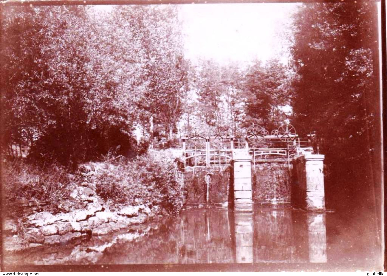 Photo Originale 1889 - WASSY (haute Marne  )  Ecluse Sur La Blaise - Orte