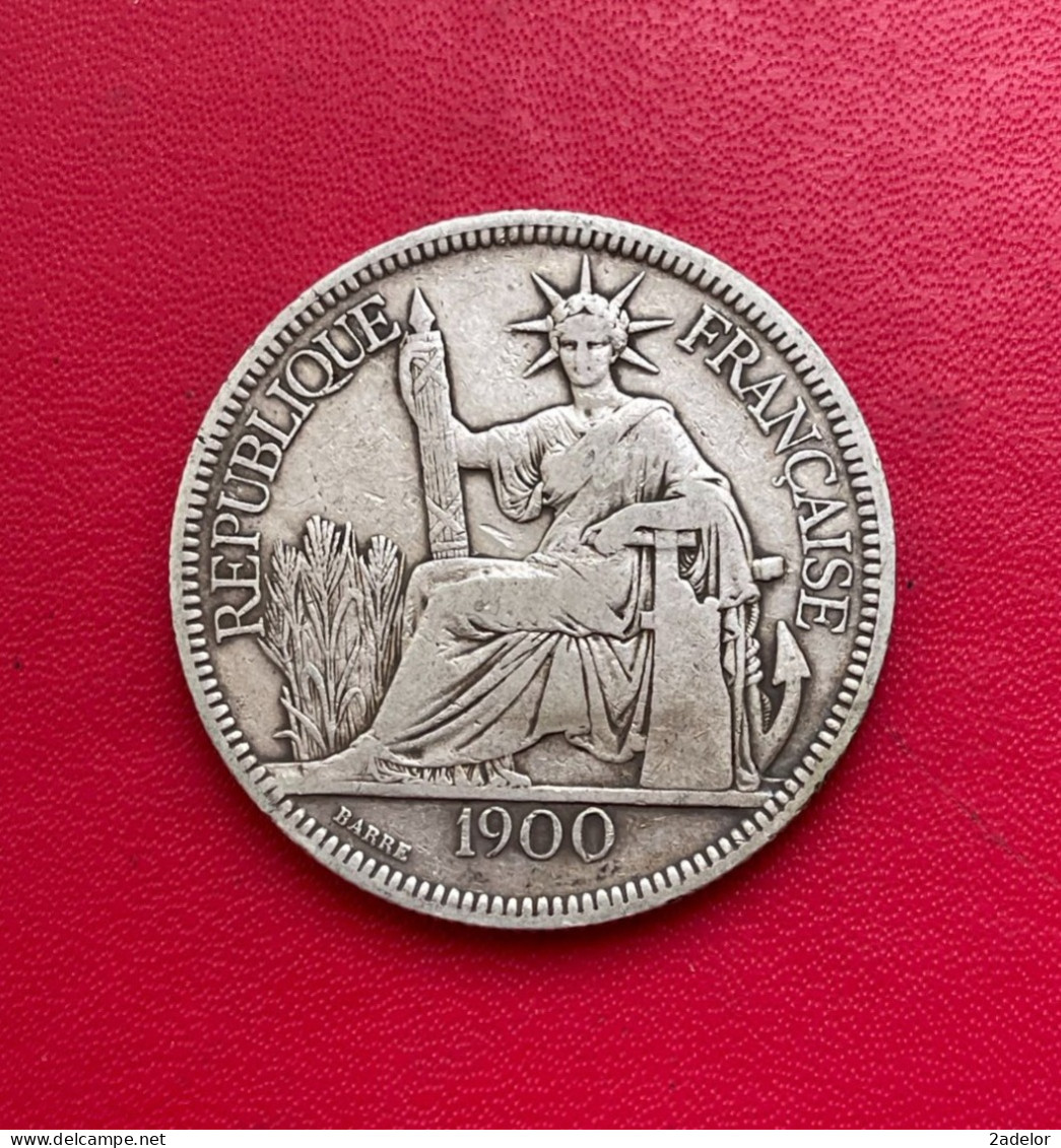 Belle Monnaie De 1 Piastre De Commerce 1900 En Argent - Indochina Francesa
