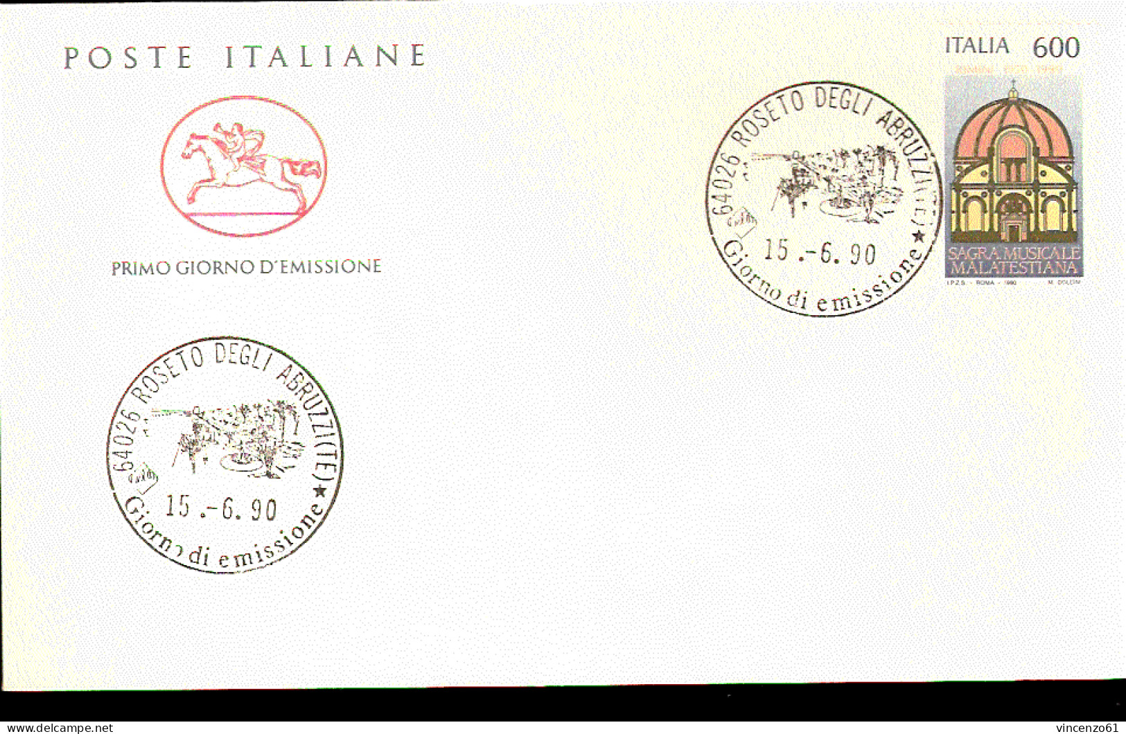 1990 BUSTA CON ANNULLO FDC  40° Anniversario Della Sagra Musicale Malatestiana Di Rimini. - Musique