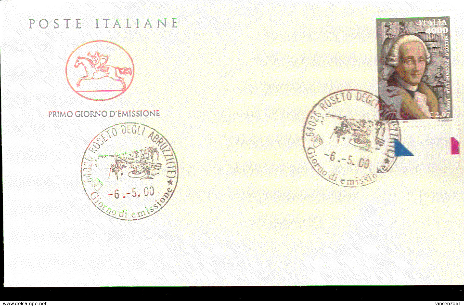 2000 ANNULLO FDC Bicentenario Della Morte Di Niccolò Piccinni (1728-1800), Compositore. - Musique