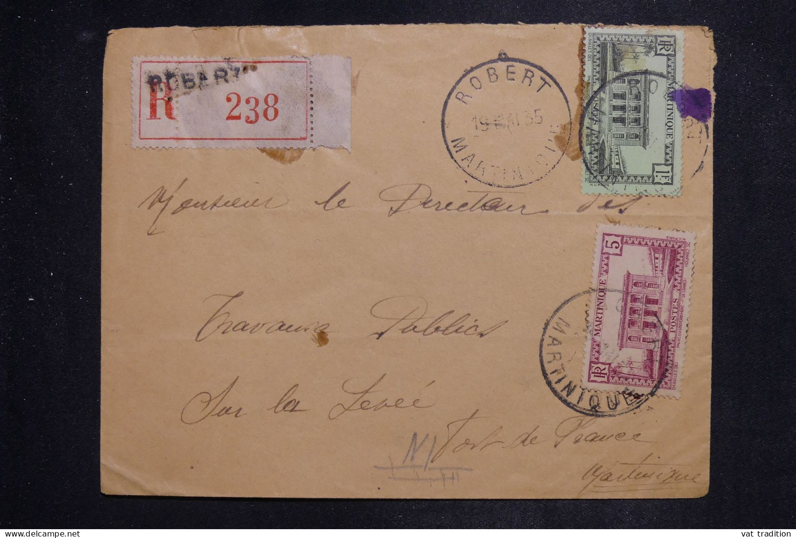MARTINIQUE - Enveloppe  En Recommandé De Robert Pour Fort De France En 1935  - L 151023 - Brieven En Documenten