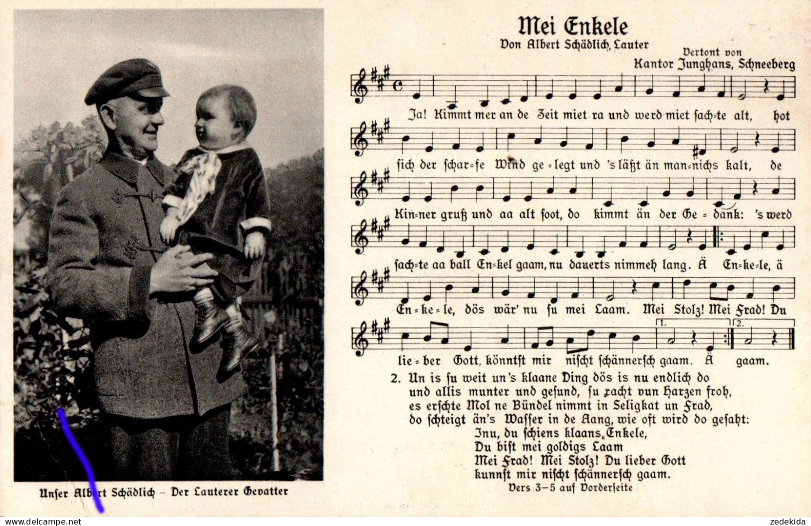 D5766 - Mei Enkele - Liedkarte Junghand Schneeberg - Albert Schädlich - Wilhelm Vogel - Música
