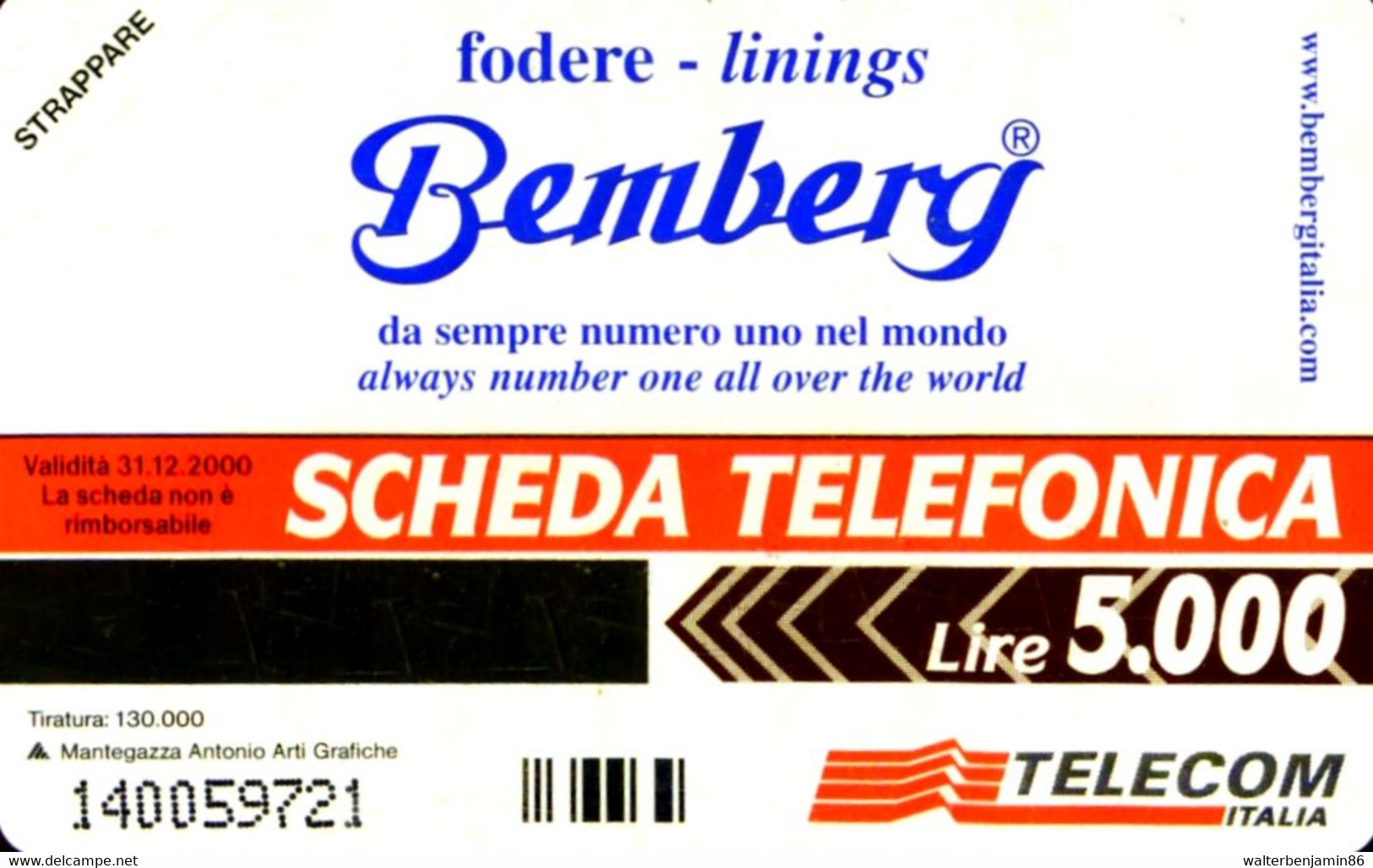 G 944 C&C 2990 SCHEDA TELEFONICA NUOVA MAGNETIZZATA BEMBERG QUESTIONE DI STILE - Públicas Especiales O Conmemorativas