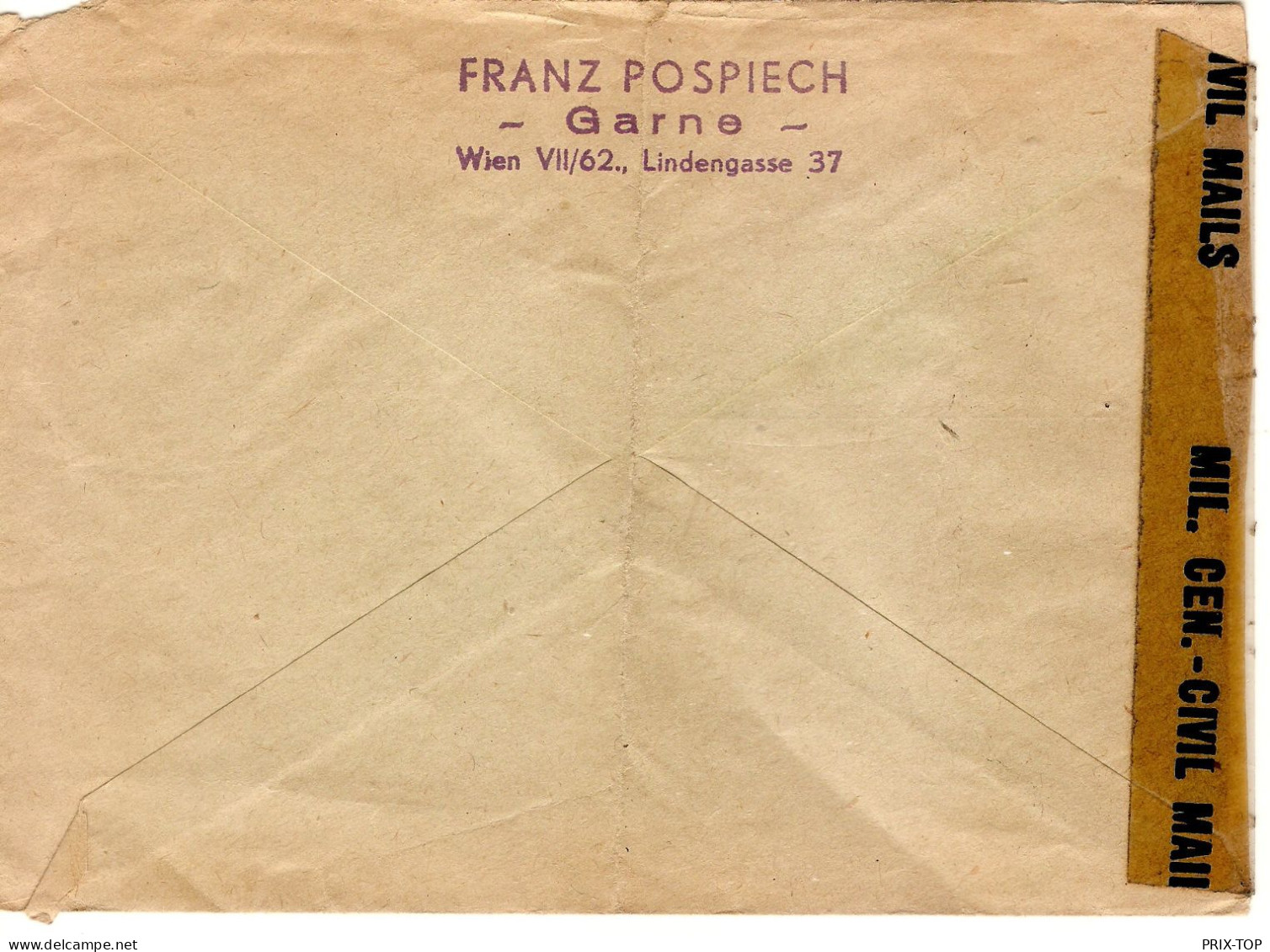 Austria Franz Pospiech Cover Wien 1946 FRANZÖSICH US Tape Censor + Geprüft Nr 7 > Belgien - Brieven En Documenten